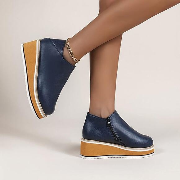 Ankle Boots Round Toe Casual Comfortable Lightweight Blue Navy Size 10US /42CN - Picture 1 of 12